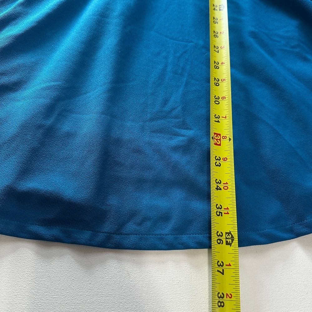 Fit & Flare Womens Dress Medium Blue Royal Black Lining See Thru Front Back Zip - Picture 8 of 11
